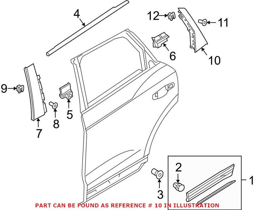 Audi Door Applique - Rear Passenger Side Rearward